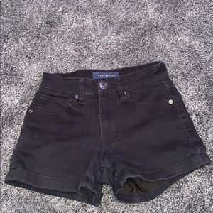 Black denim shorts